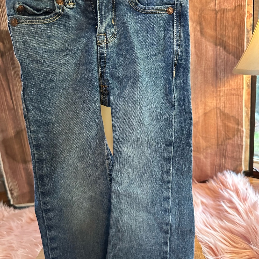 OshKosh Girls Size 5 Slim Bootcut Jeans Blue Denim Stretch Adjustable Fit - Picture 8 of 10